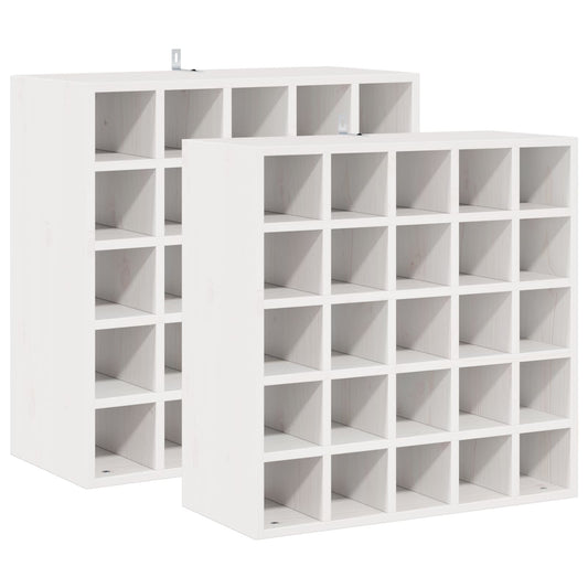 Stojan Na Víno 2 Pcs Bílá 56 X 25 X 56 Cm Masivní Borové Dřevo
