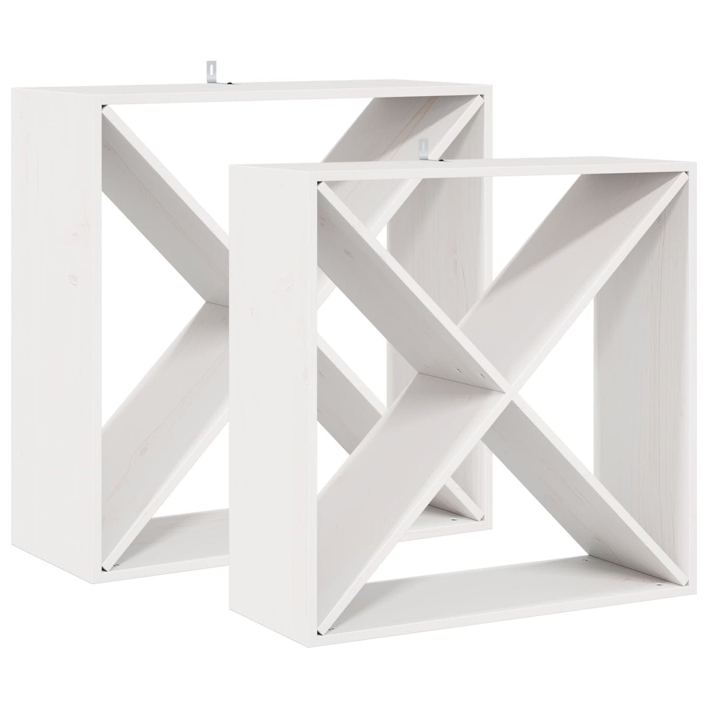 Stojan Na Víno 2 Pcs Bílá 62 X 25 X 62 Cm Masivní Borové Dřevo