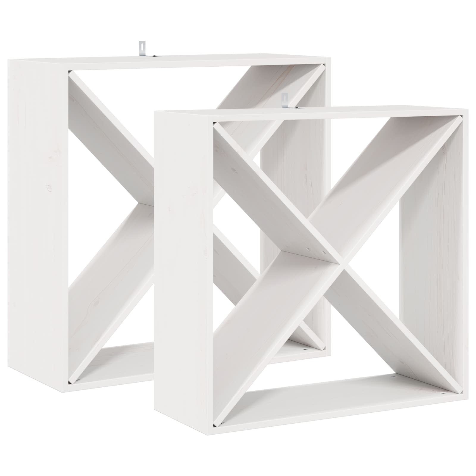 Stojan Na Víno 2 Pcs Bílá 62 X 25 X 62 Cm Masivní Borové Dřevo