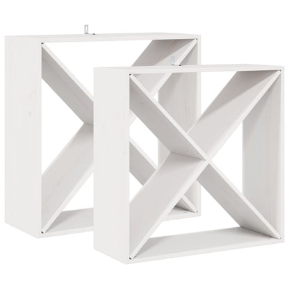 Stojan Na Víno 2 Pcs Bílá 62 X 25 X 62 Cm Masivní Borové Dřevo