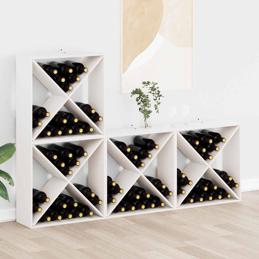 Stojan Na Víno 4 Pcs Bílá 62 X 25 X 62 Cm Masivní Borové Dřevo