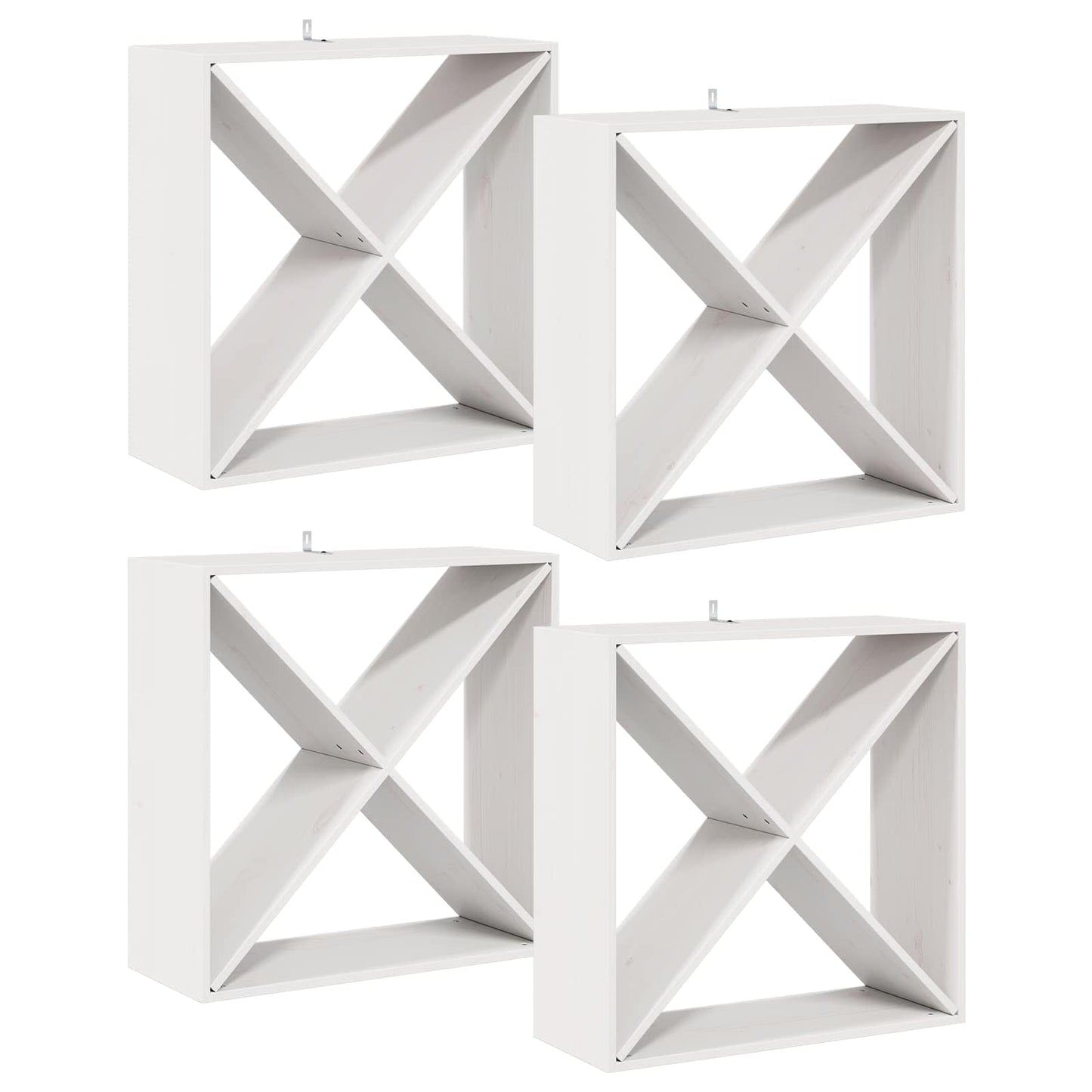 Stojan Na Víno 4 Pcs Bílá 62 X 25 X 62 Cm Masivní Borové Dřevo