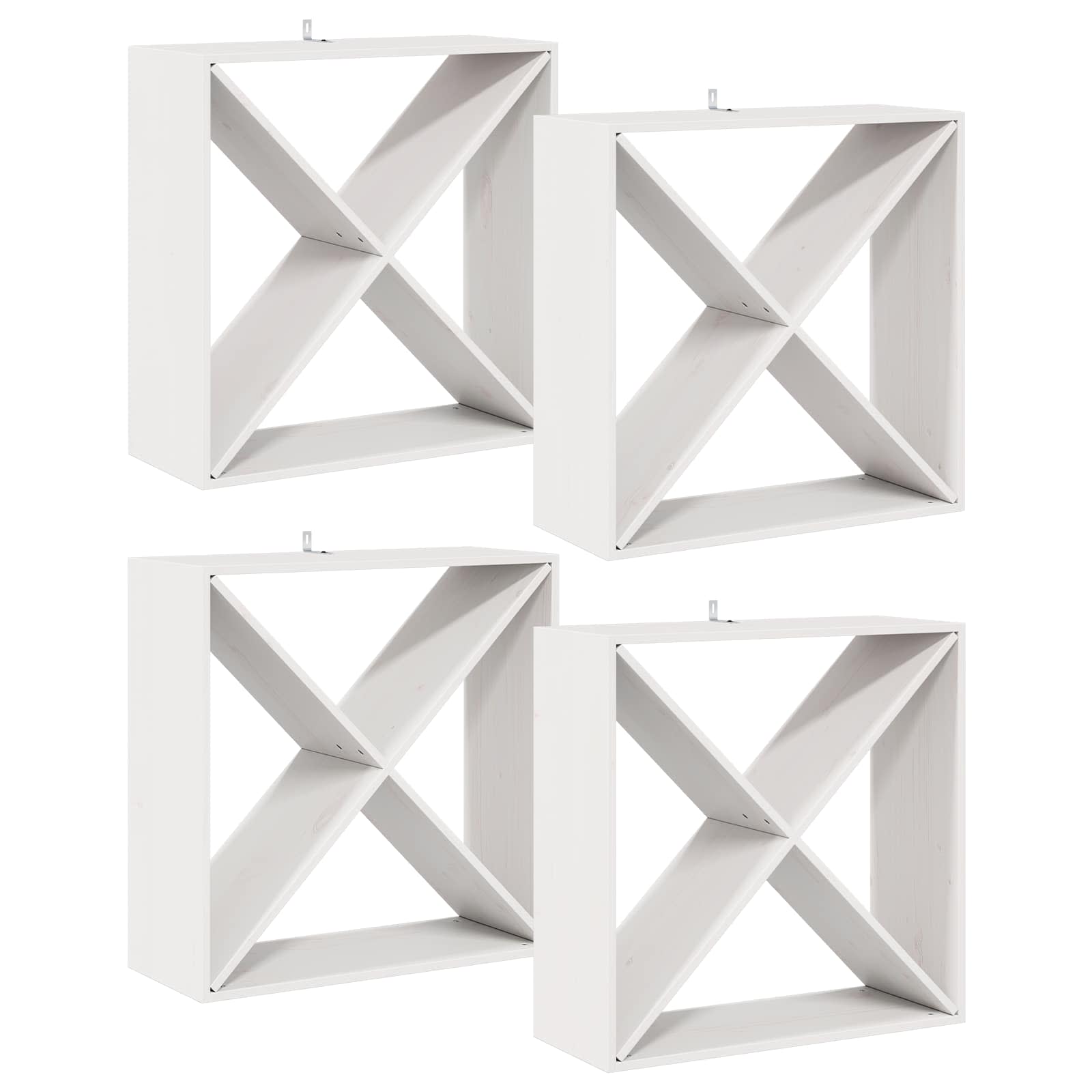 Stojan Na Víno 4 Pcs Bílá 62 X 25 X 62 Cm Masivní Borové Dřevo