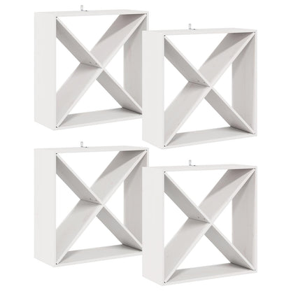 Stojan Na Víno 4 Pcs Bílá 62 X 25 X 62 Cm Masivní Borové Dřevo