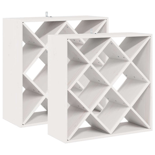 Stojan Na Víno 2 Pcs Bílá 62 X 25 X 62 Cm Masivní Borové Dřevo