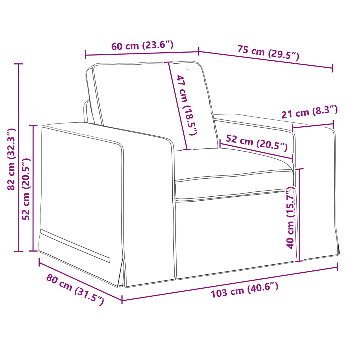 Pohovka 103 X 80 X 82 Cm Textil
