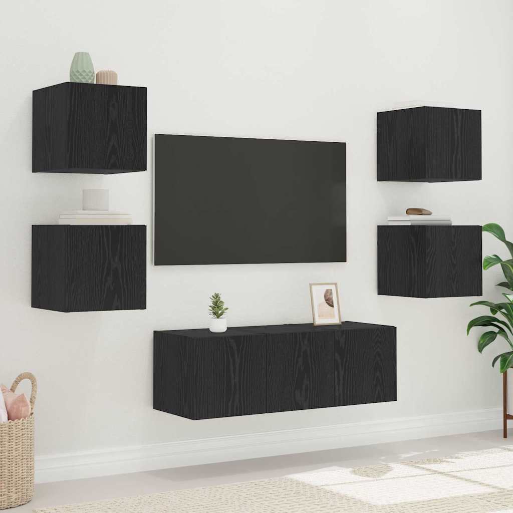 Tv Wall Cabinet 30,5 X 35 X 30 Cm Černý Dub Kompozitní Dřevo