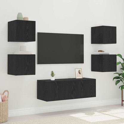 Tv Wall Cabinet 30,5 X 35 X 30 Cm Černý Dub Kompozitní Dřevo
