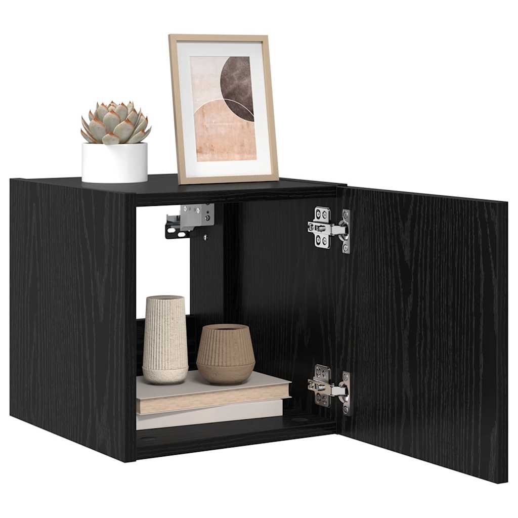 Tv Wall Cabinet 30,5 X 35 X 30 Cm Černý Dub Kompozitní Dřevo