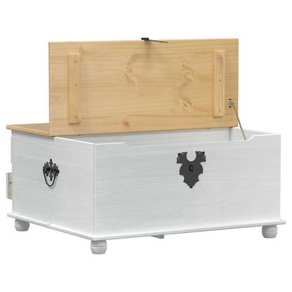 Storage Box S Policí Bílá 90 X 78 X 45 Cm Masivní Borové Dřevo