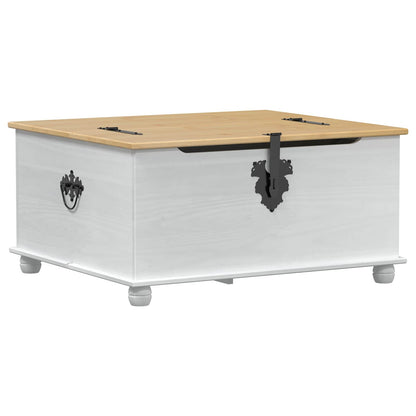 Storage Box S Policí Bílá 90 X 78 X 45 Cm Masivní Borové Dřevo
