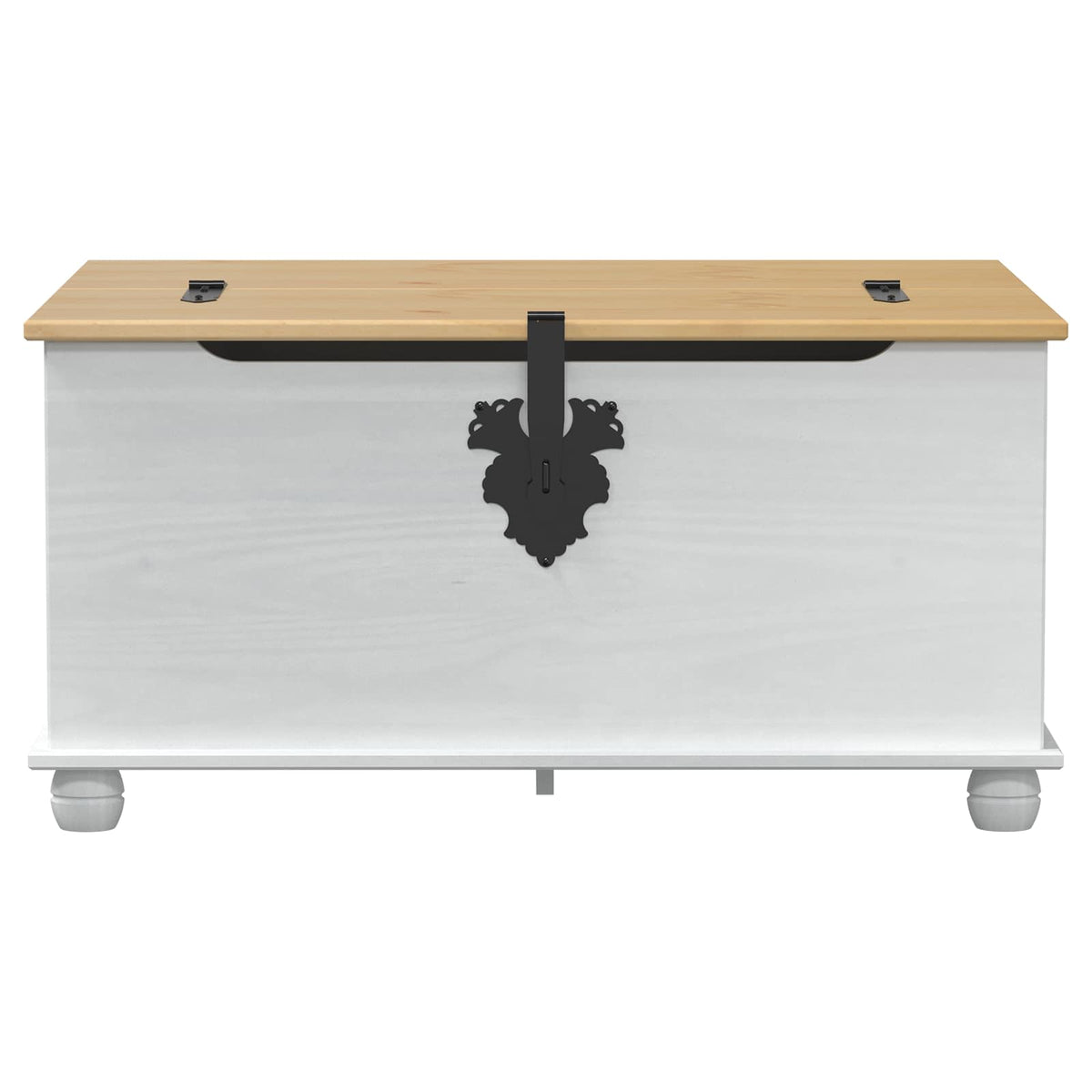 Storage Box S Policí Bílá 90 X 78 X 45 Cm Masivní Borové Dřevo