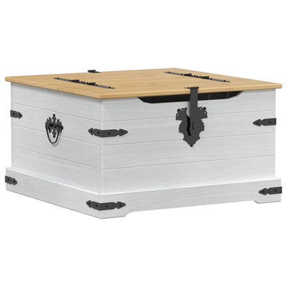 Storage Box S Policí Bílá 78 X 78 X 45 Cm Masivní Borové Dřevo