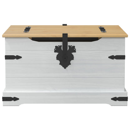 Storage Box S Policí Bílá 78 X 78 X 45 Cm Masivní Borové Dřevo