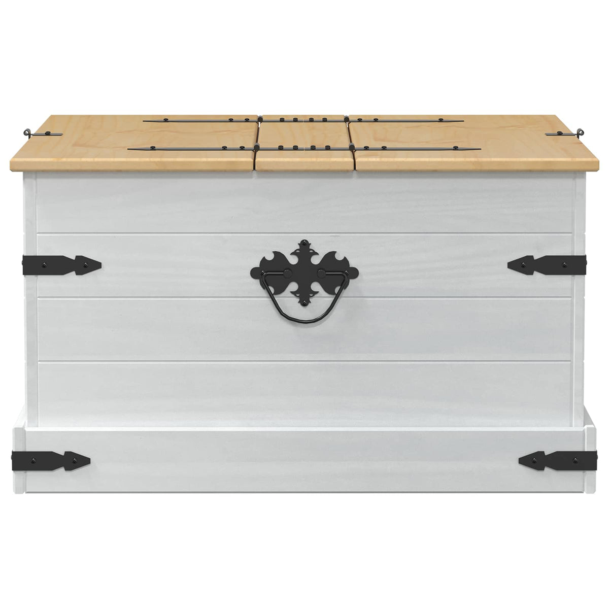 Storage Box S Policí Bílá 78 X 78 X 45 Cm Masivní Borové Dřevo