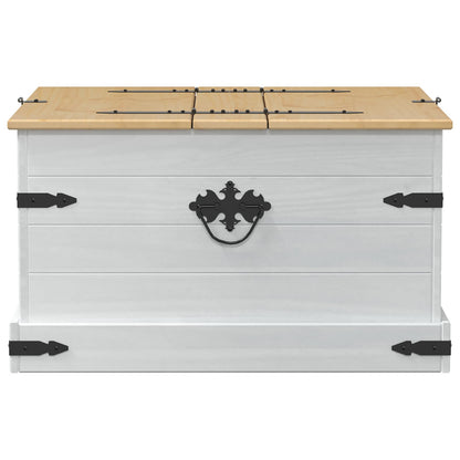 Storage Box S Policí Bílá 78 X 78 X 45 Cm Masivní Borové Dřevo