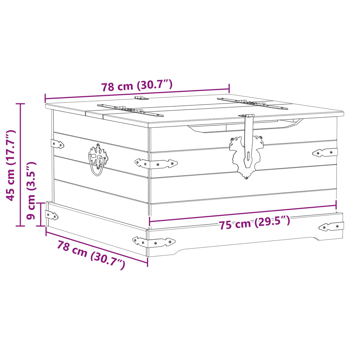Storage Box S Policí Bílá 78 X 78 X 45 Cm Masivní Borové Dřevo