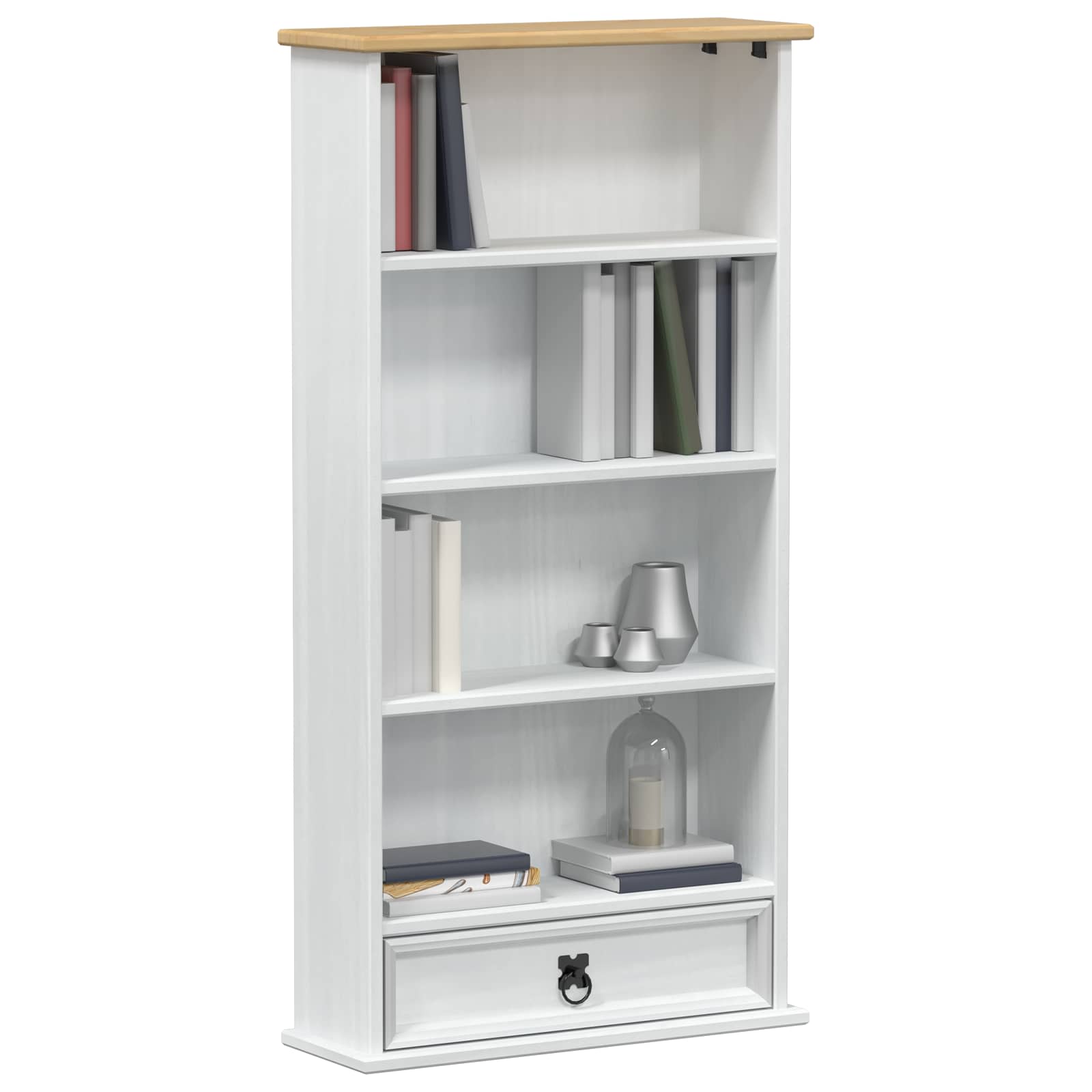 Cd Kabinet Bílá 52 X 17.5 X 103 Cm Masivní Borové Dřevo