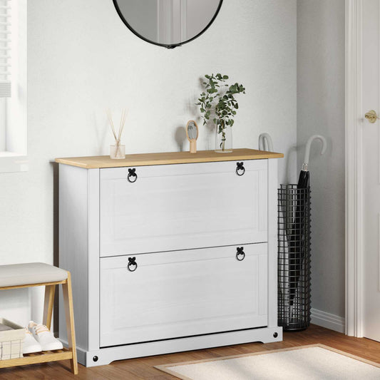 Skříň Na Obuv Corona Bílá 99 X 32 X 85 Cm Masivní Borové Dřevo