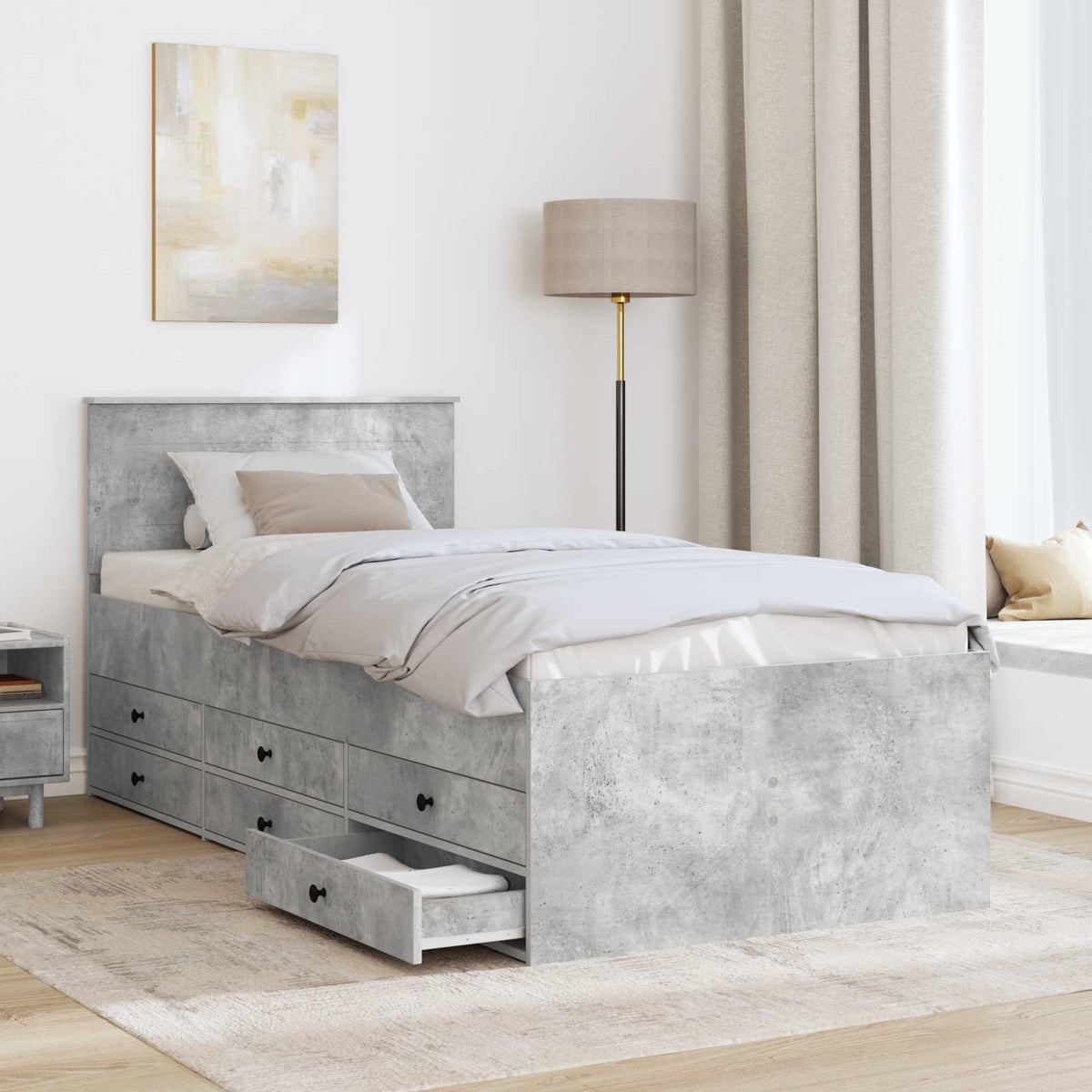 Daybed Betonově Šedá A Černá Kompozitní Dřevo
