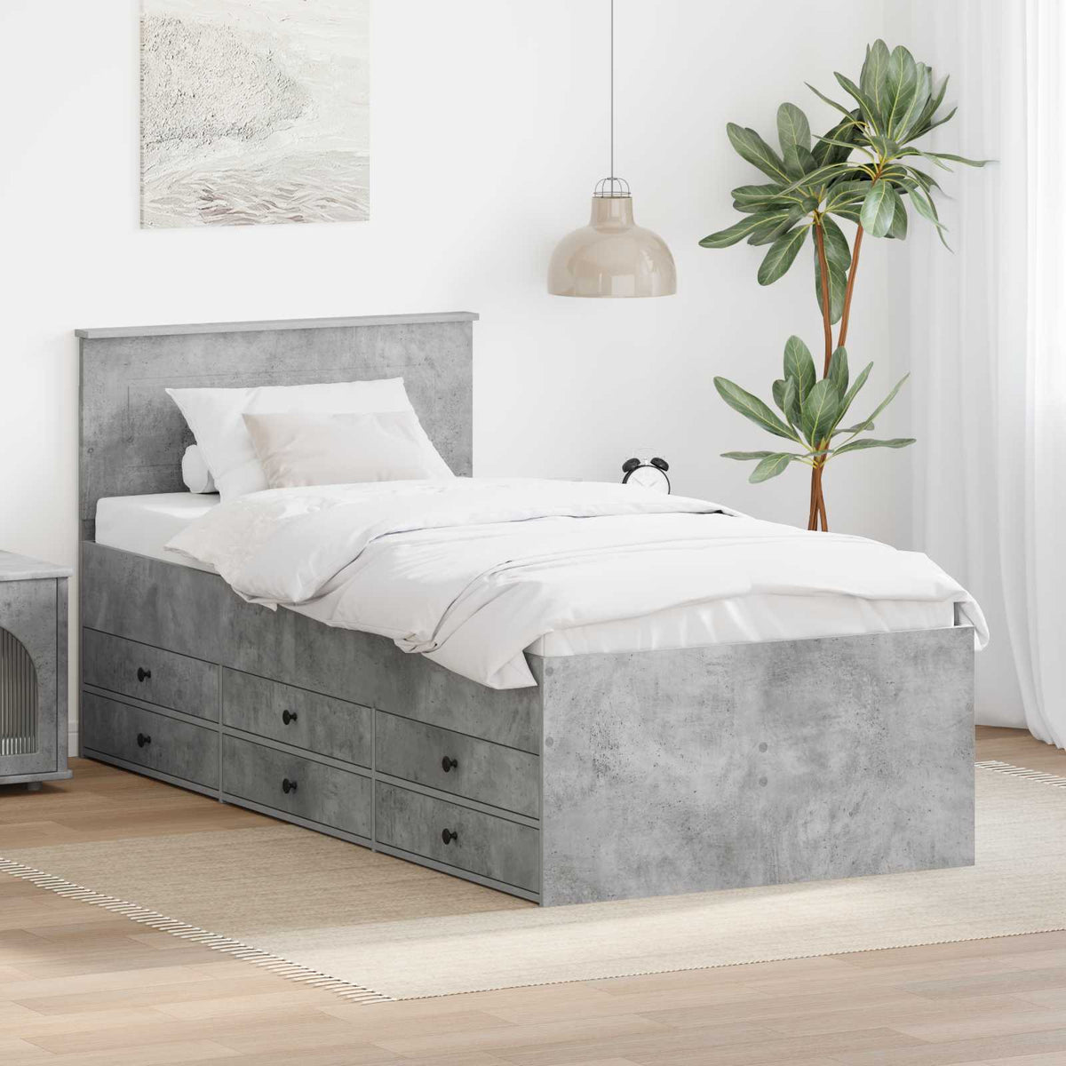 Daybed Betonově Šedá A Černá Kompozitní Dřevo