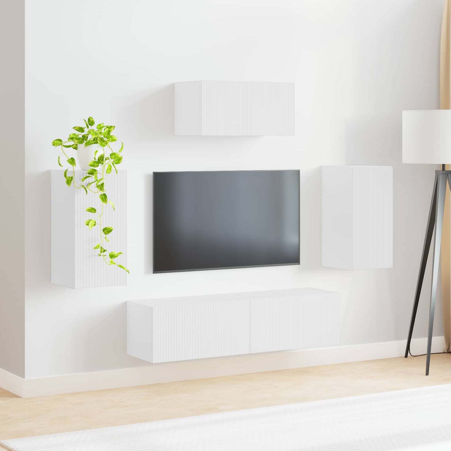 Sestava Tv Skříněk 5 Ks Bílá Kompozitní Dřevo