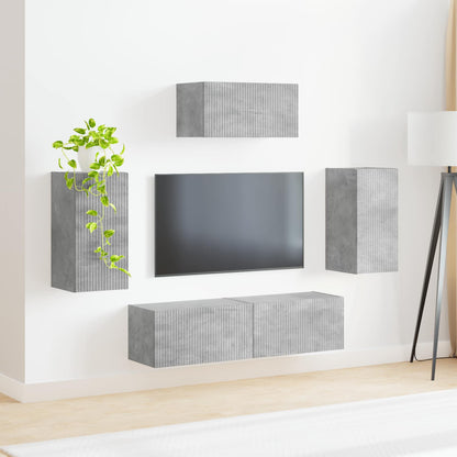 Sestava Tv Skříněk 5 Ks Betonově Šedá Kompozitní Dřevo