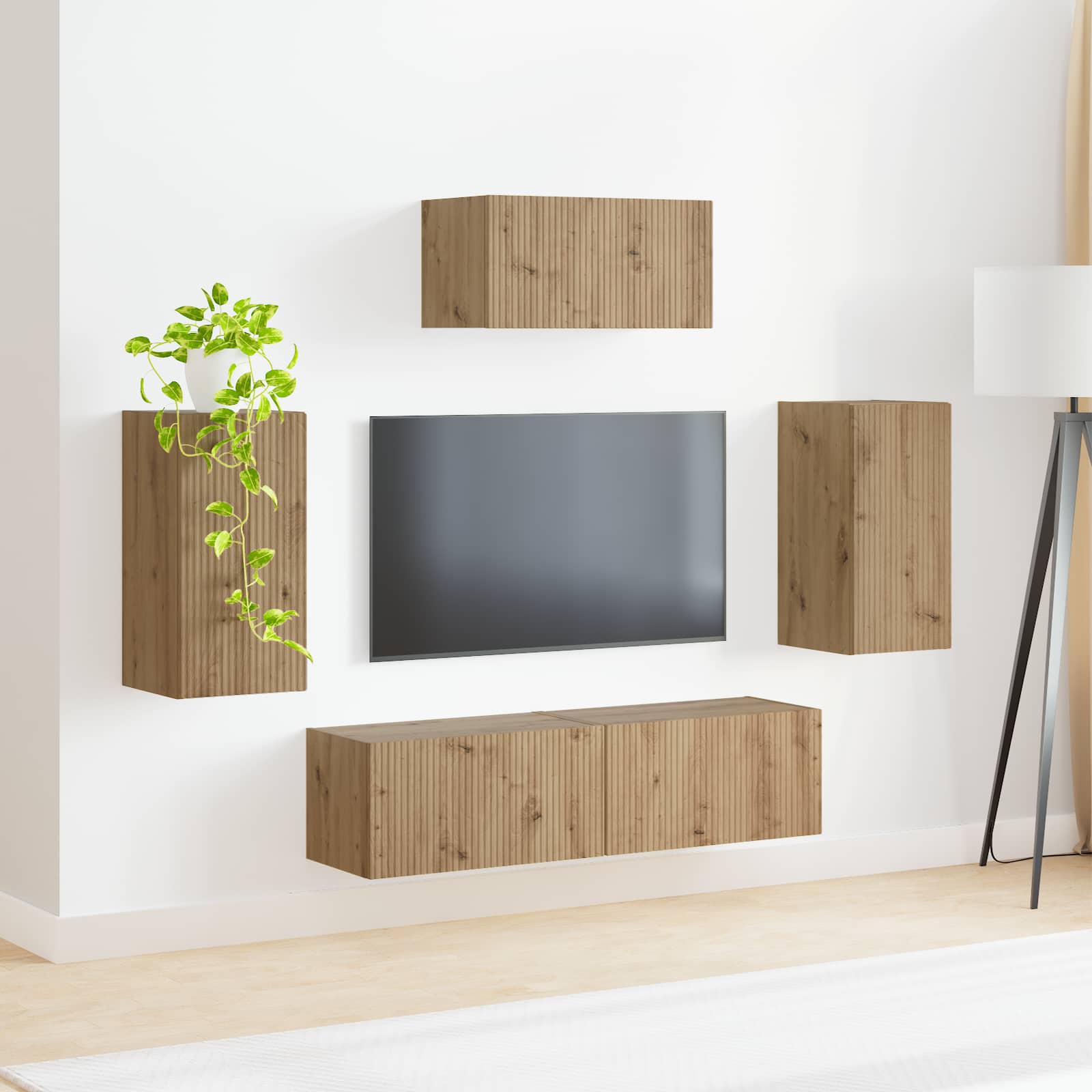 Sestava Tv Skříněk 5 Ks Artisanový Dub Kompozitní Dřevo