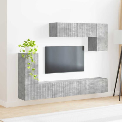 Sestava Tv Skříněk 4 Ks Betonově Šedá Kompozitní Dřevo