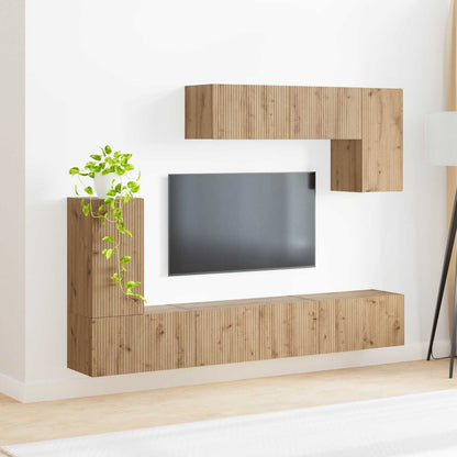 Sestava Tv Skříněk 4 Ks Artisanový Dub Kompozitní Dřevo