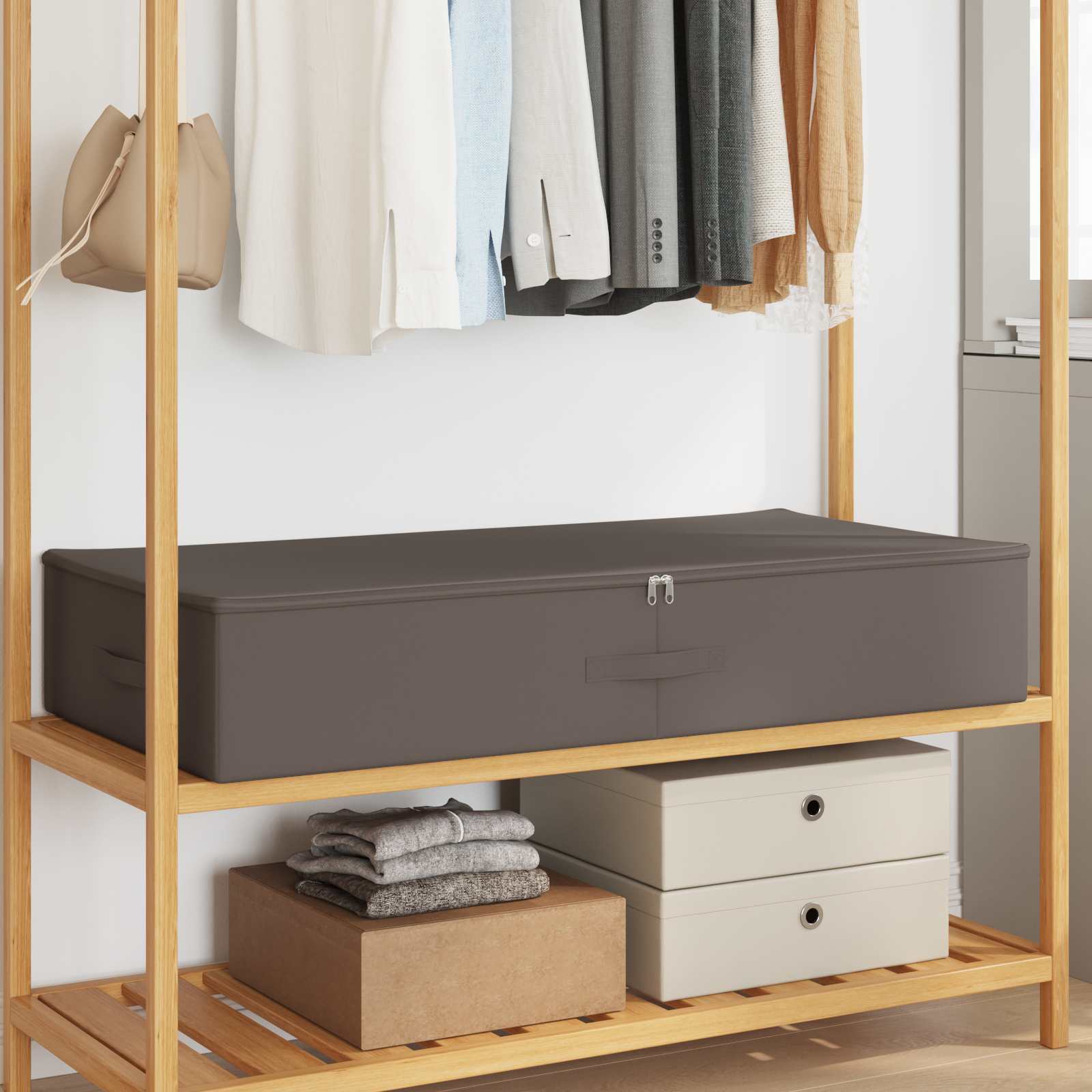 Úložná Krabice Netkaný Textil 90 X 48 X 15 Cm 64,8 L Šedá