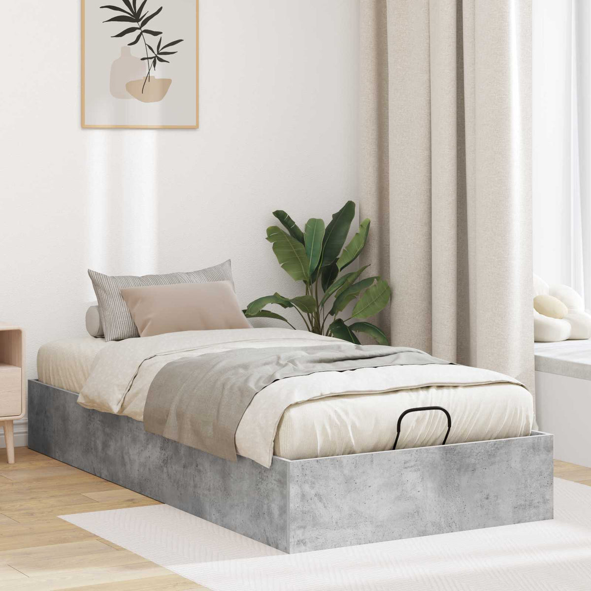 Ottoman Postel Bílá Dřevěný Materiál