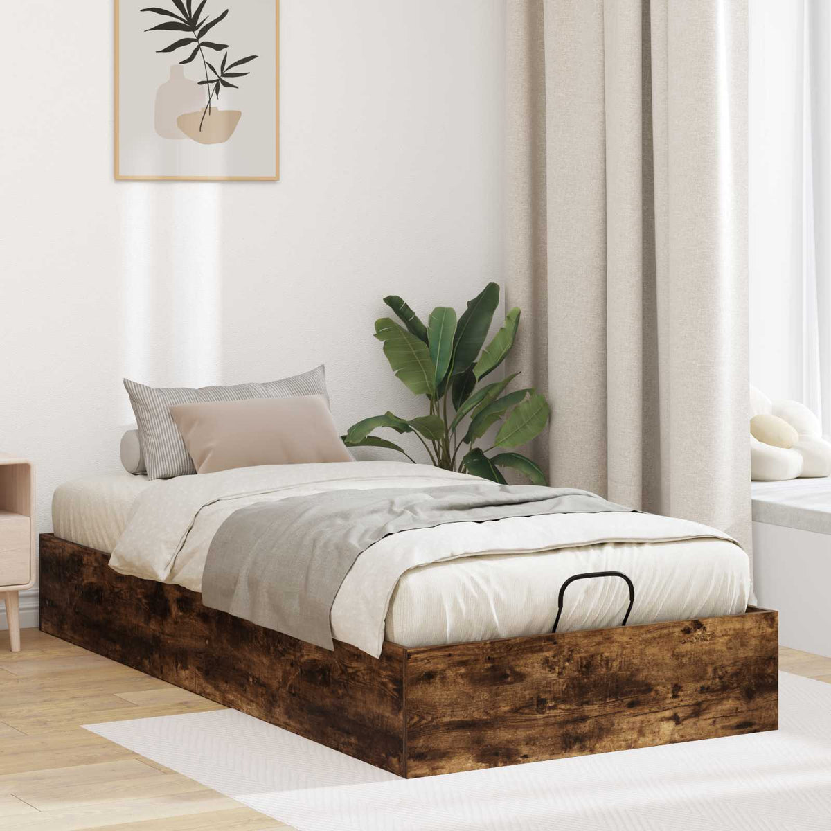 Ottoman Postel Bílá Dřevěný Materiál