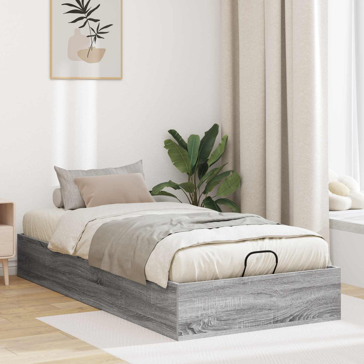 Ottoman Postel Bílá Dřevěný Materiál