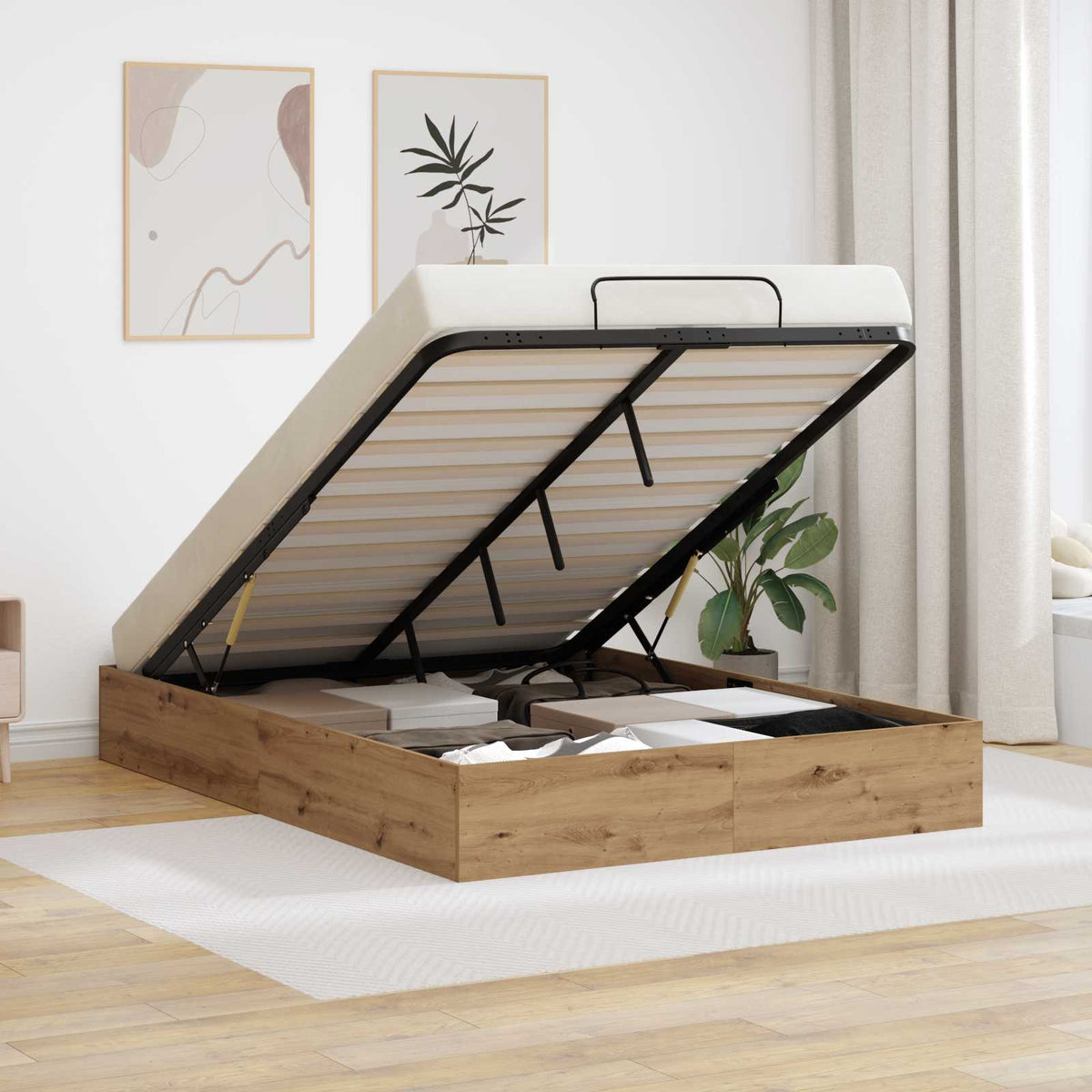 Ottoman Postel Bílá Dřevěný Materiál