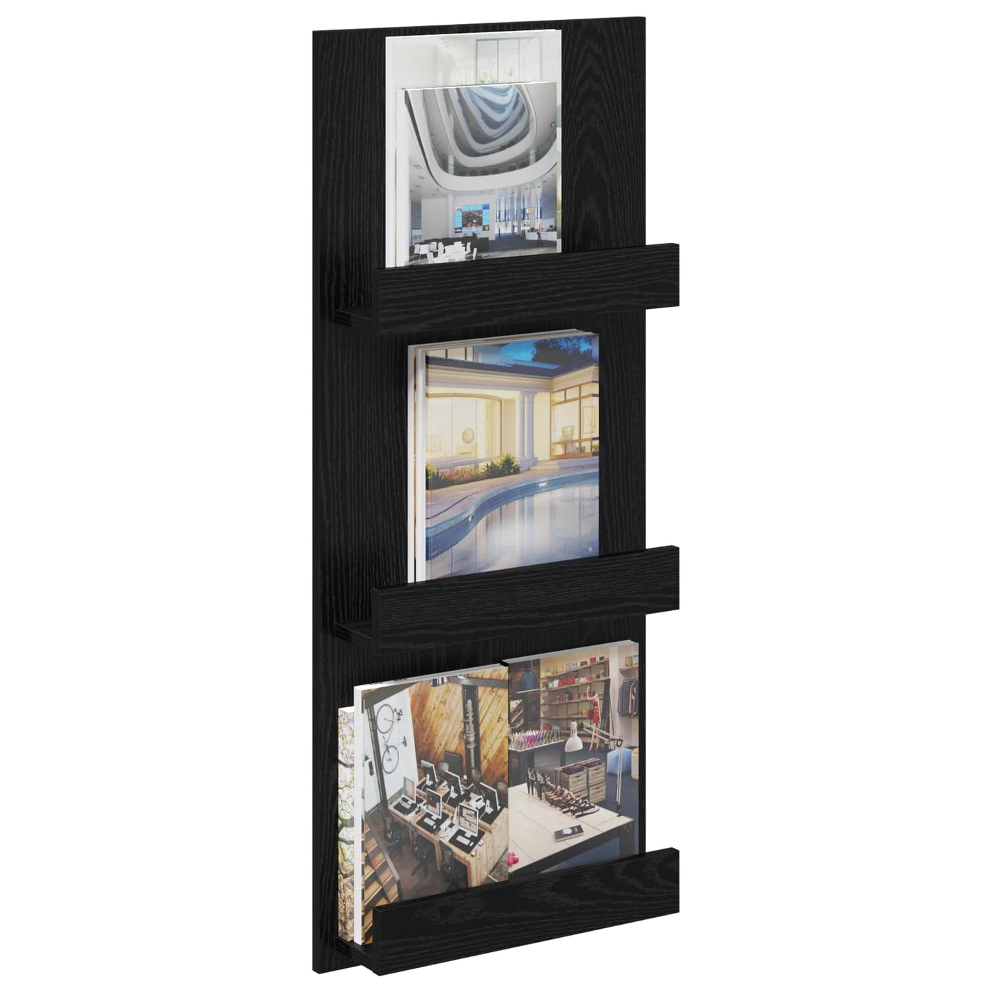 Regál Na Časopisy Černý Dub 43 X 11 X 102 Cm Kompozitní Dřevo