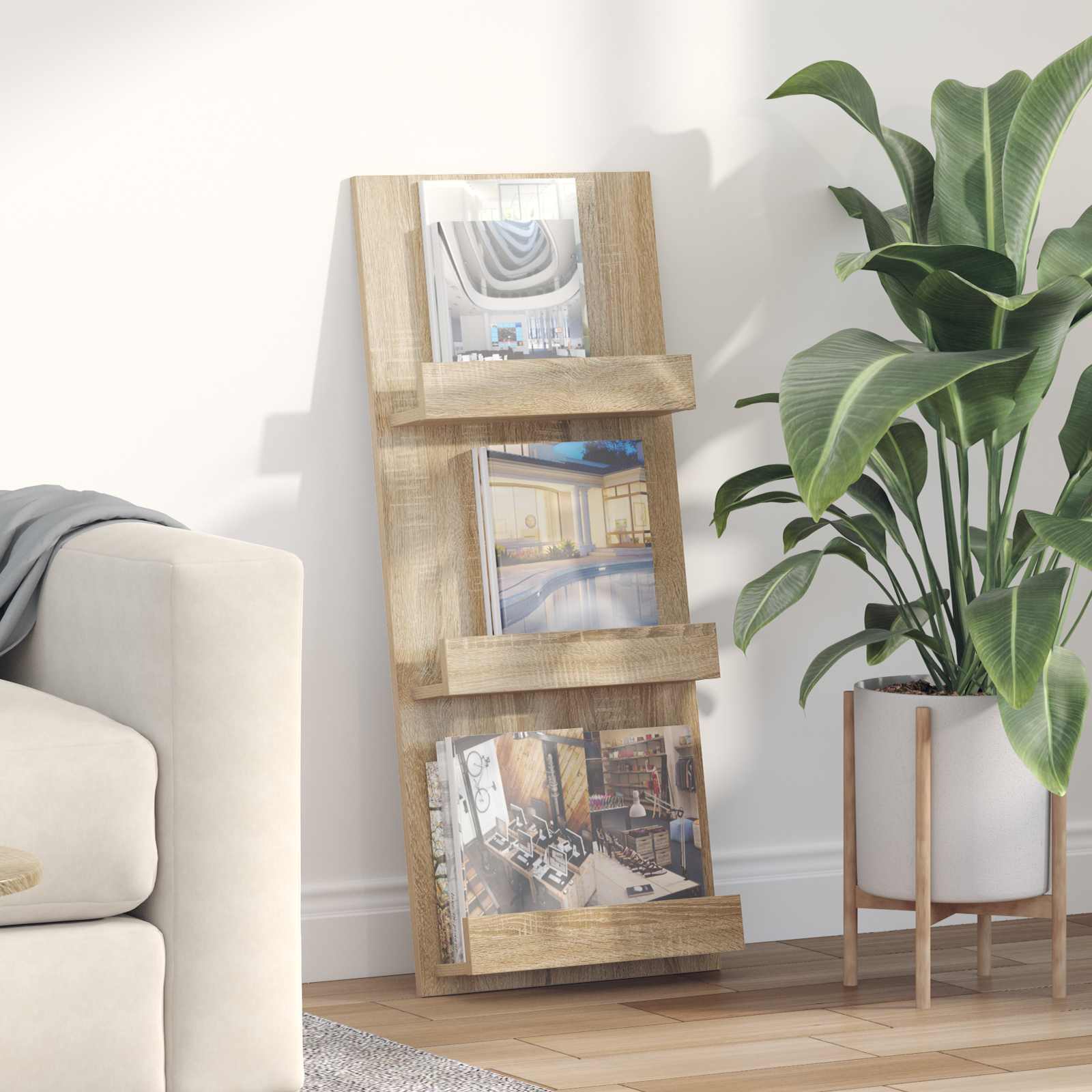 Regál Na Časopisy Sonoma Dub 43 X 11 X 102 Cm Kompozitní Dřevo
