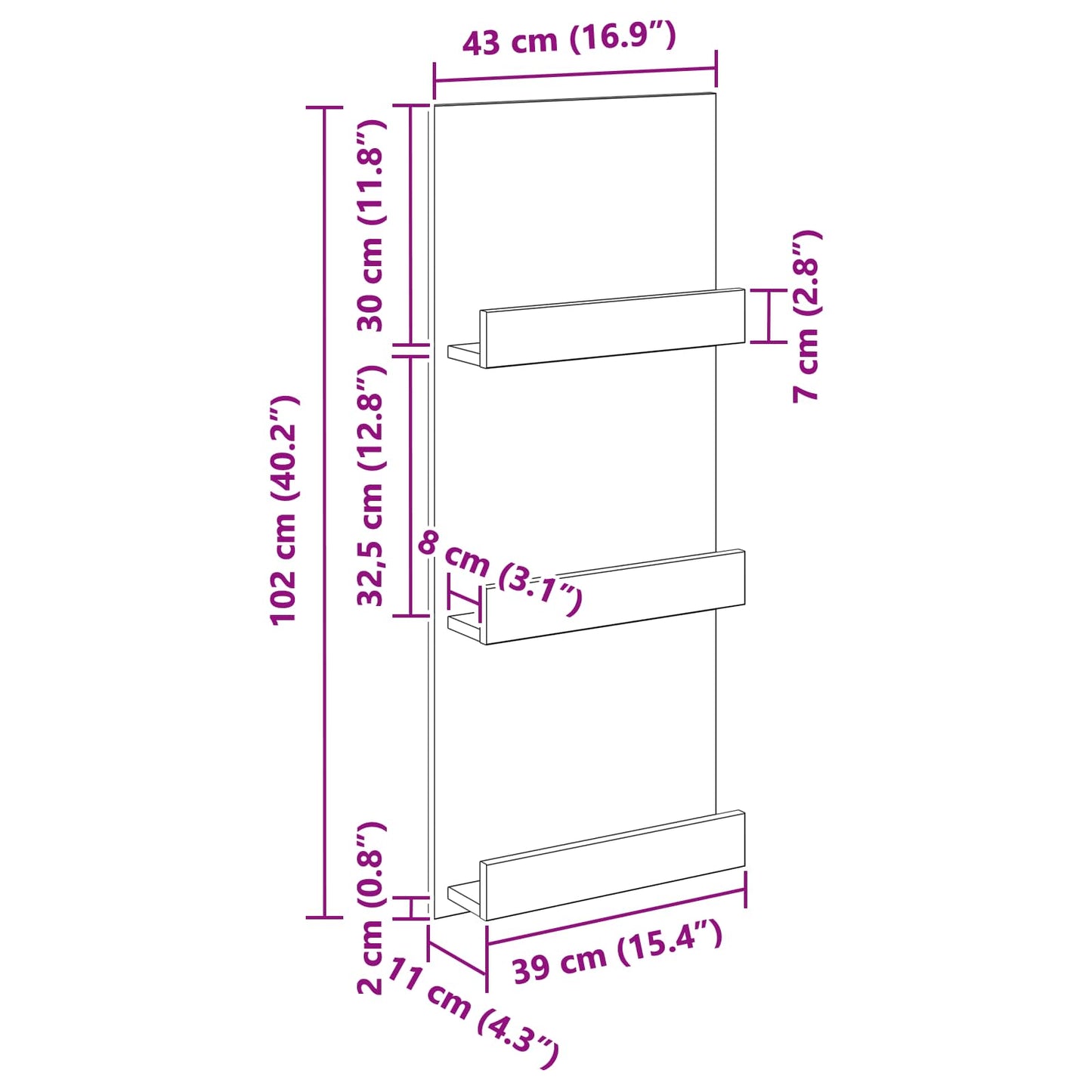 Regál Na Časopisy Kouřový Dub 43 X 11 X 102 Cm Kompozitní Dřevo