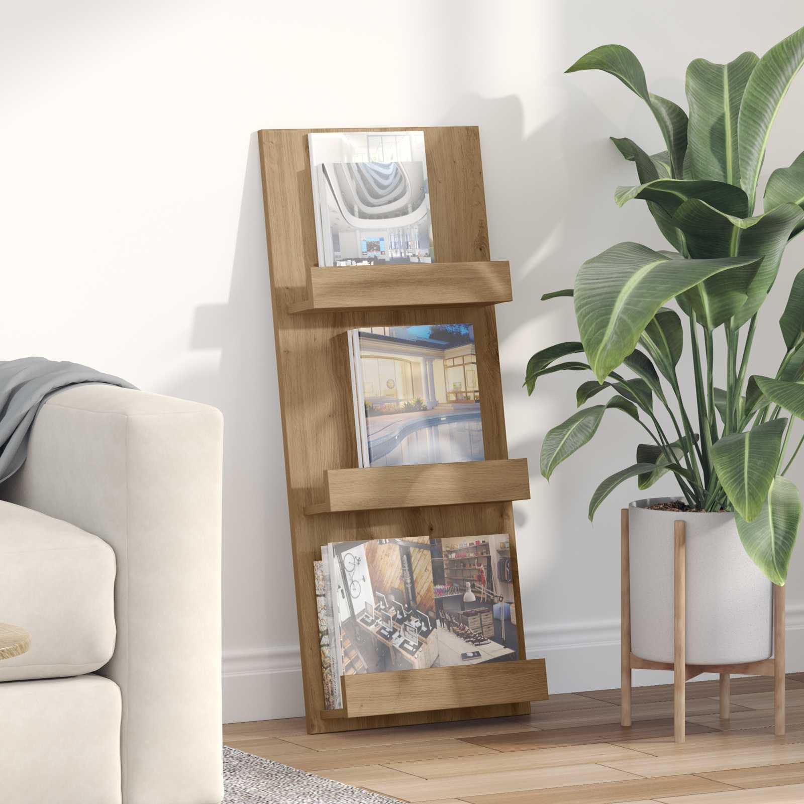 Regál Na Časopisy S Policí Artisanový Dub 43 X 11 X 102 Cm