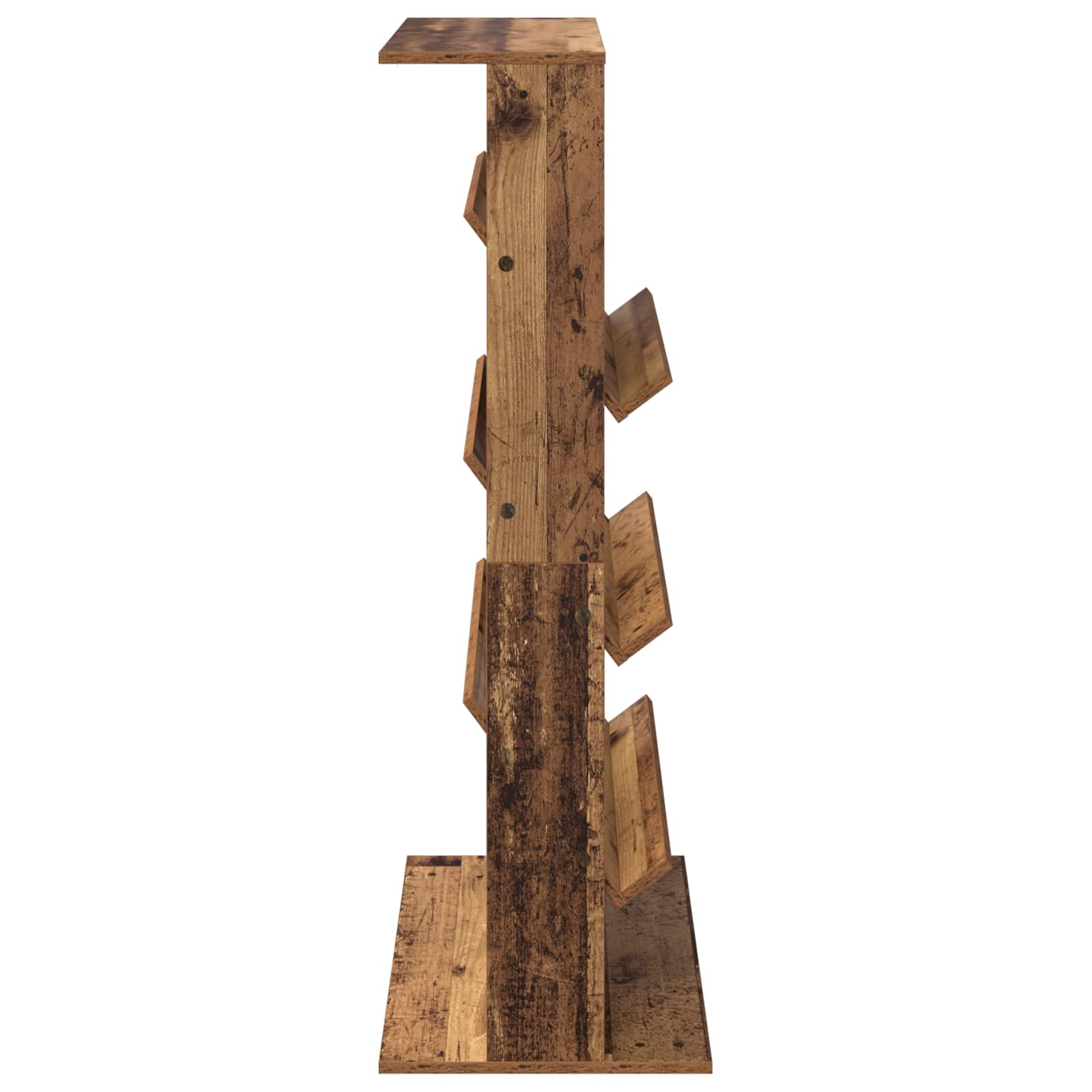 Regál Na Časopisy Staré Dřevo 70 X 41 X 126 Cm Kompozitní Dřevo