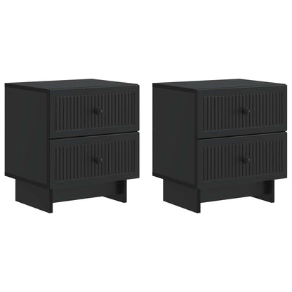 Noční Skříňka 2 Pcs Černá 43 X 34,5 X 47,5 Cm Kompozitní Dřevo