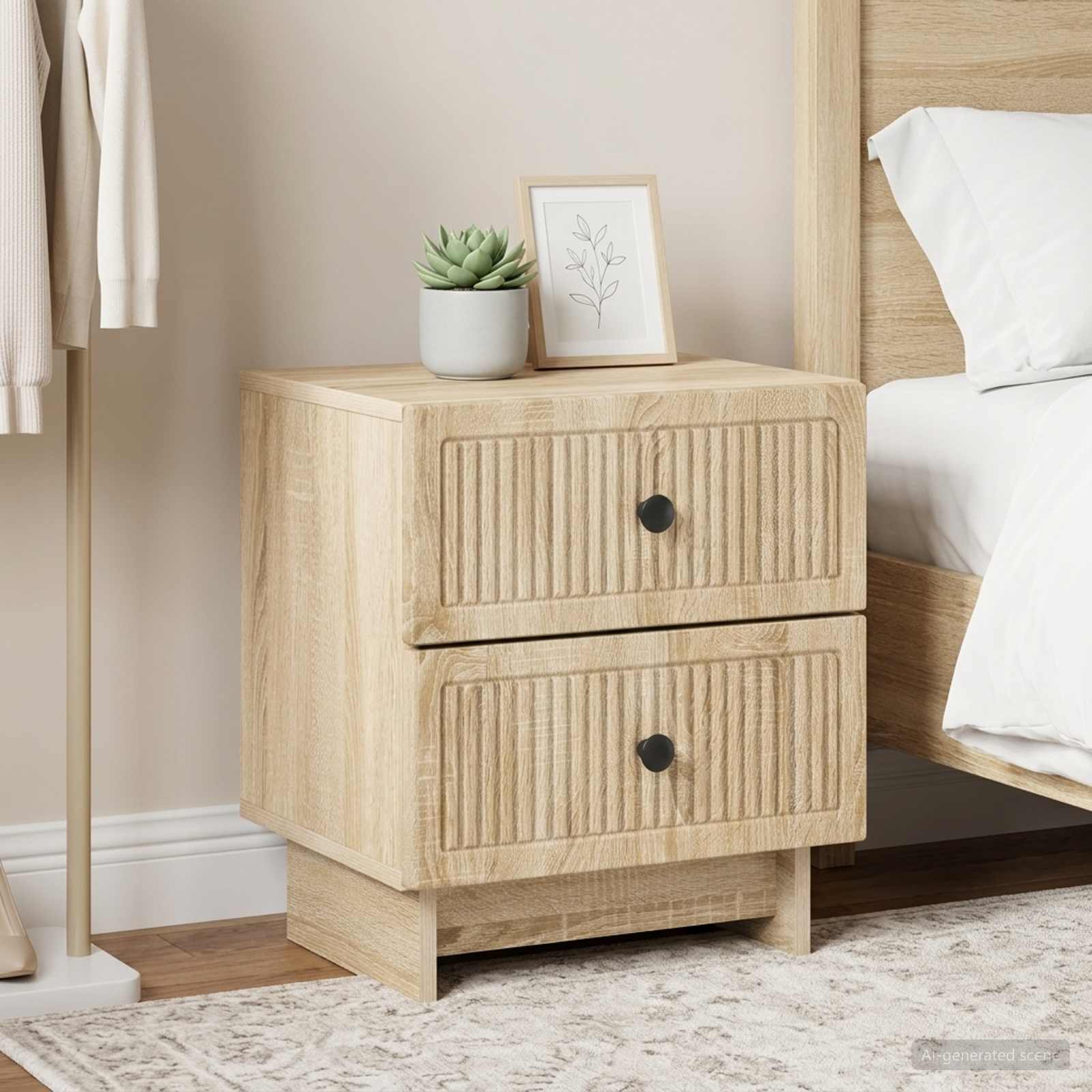 Noční Skříňka Se Zásuvkou 2 Pcs Dub Sonoma 43 X 34,5 X 47,5 Cm