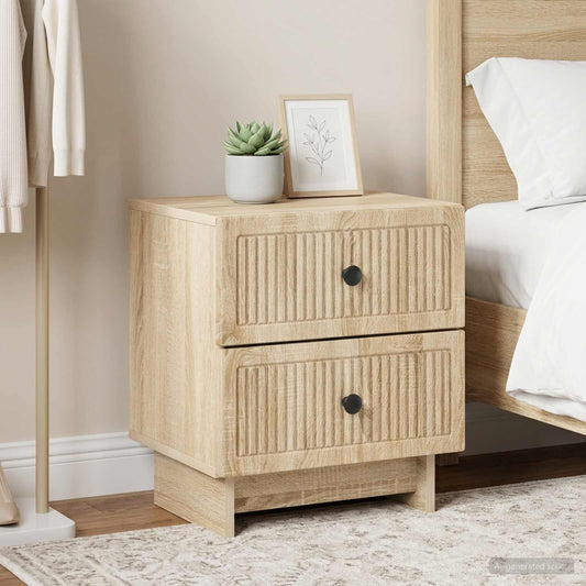 Noční Skříňka Se Zásuvkou 2 Pcs Dub Sonoma 43 X 34,5 X 47,5 Cm