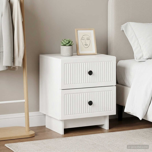 Noční Skříňka 2 Pcs Bílá S Vysokým Leskem 43 X 34,5 X 47,5 Cm