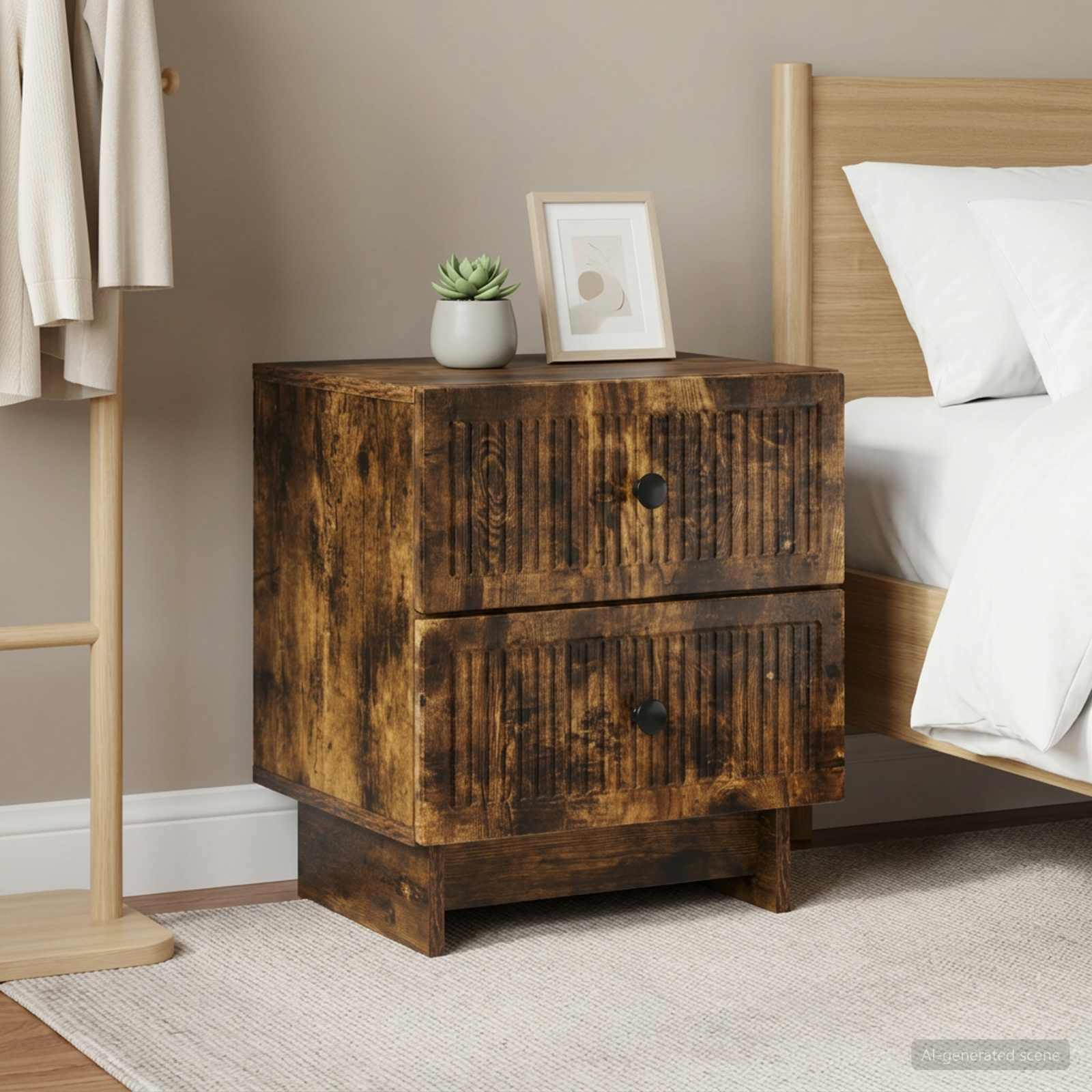 Noční Skříňka Se Zásuvkou 2 Pcs Kouřový Dub 43 X 34,5 X 47,5 Cm