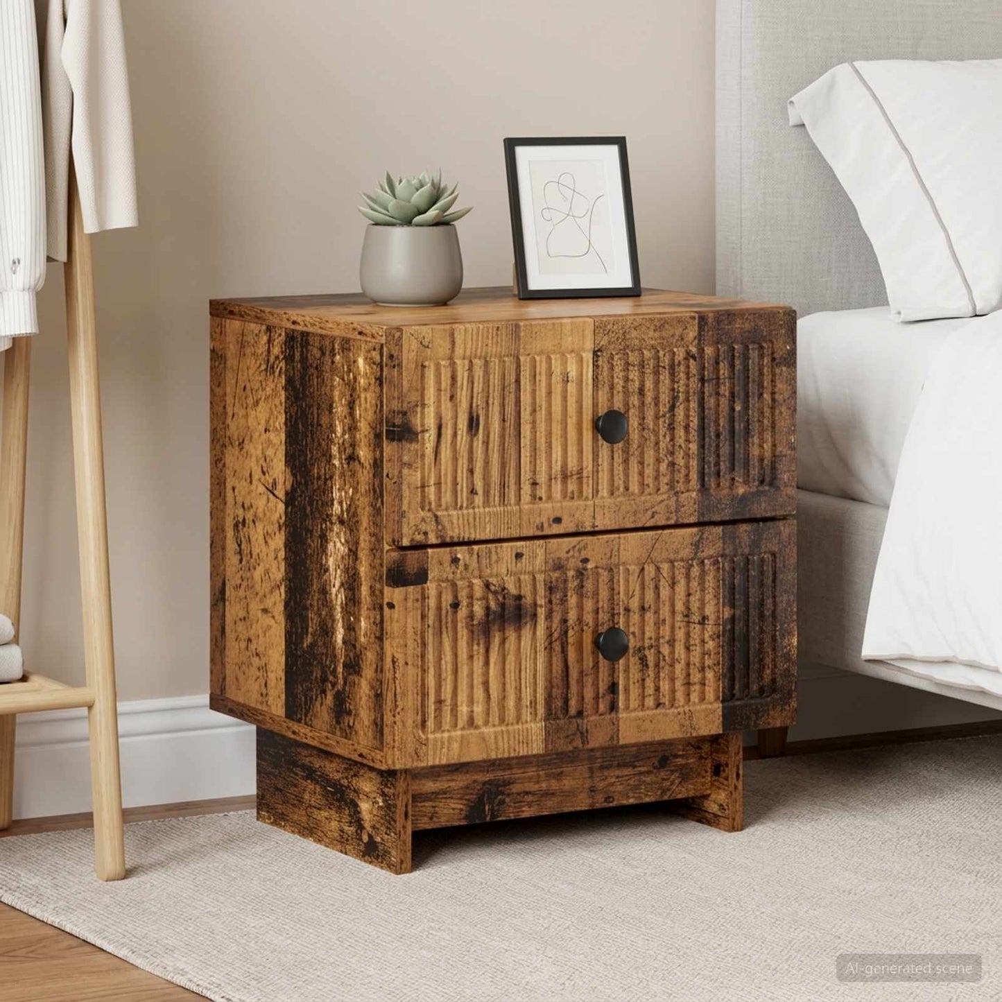 Noční Skříňka Se Zásuvkou 2 Pcs Staré Dřevo 43 X 34,5 X 47,5 Cm