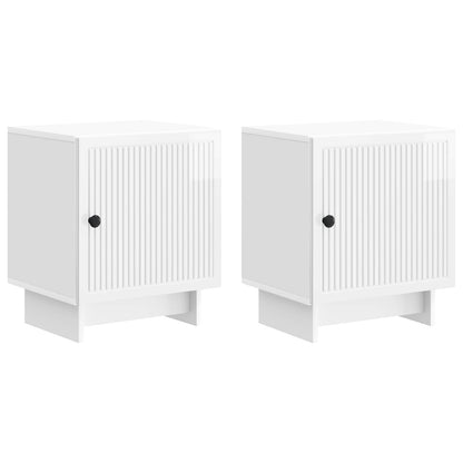 Noční Skříňka 2 Pcs Bílá S Vysokým Leskem 43 X 34,5 X 50 Cm