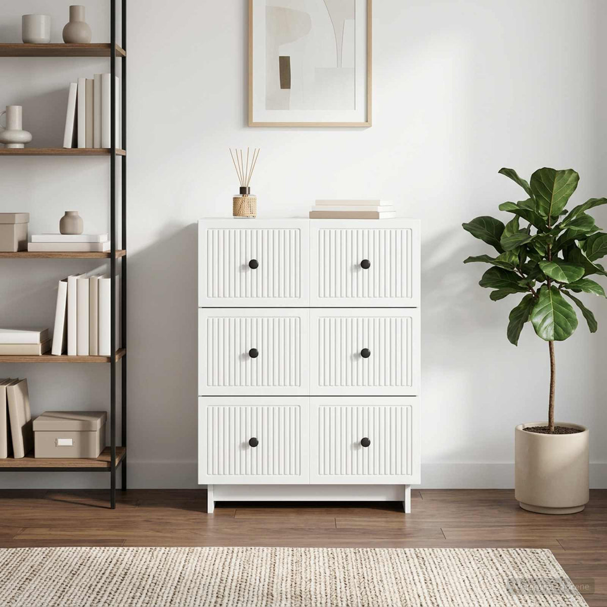 Skříň Se Zásuvkami Bílá 66 X 34,5 X 90 Cm Kompozitní Dřevo