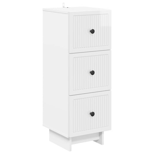 Skříň Se Zásuvkami Bílá S Vysokým Leskem 33 X 34,5 X 90 Cm