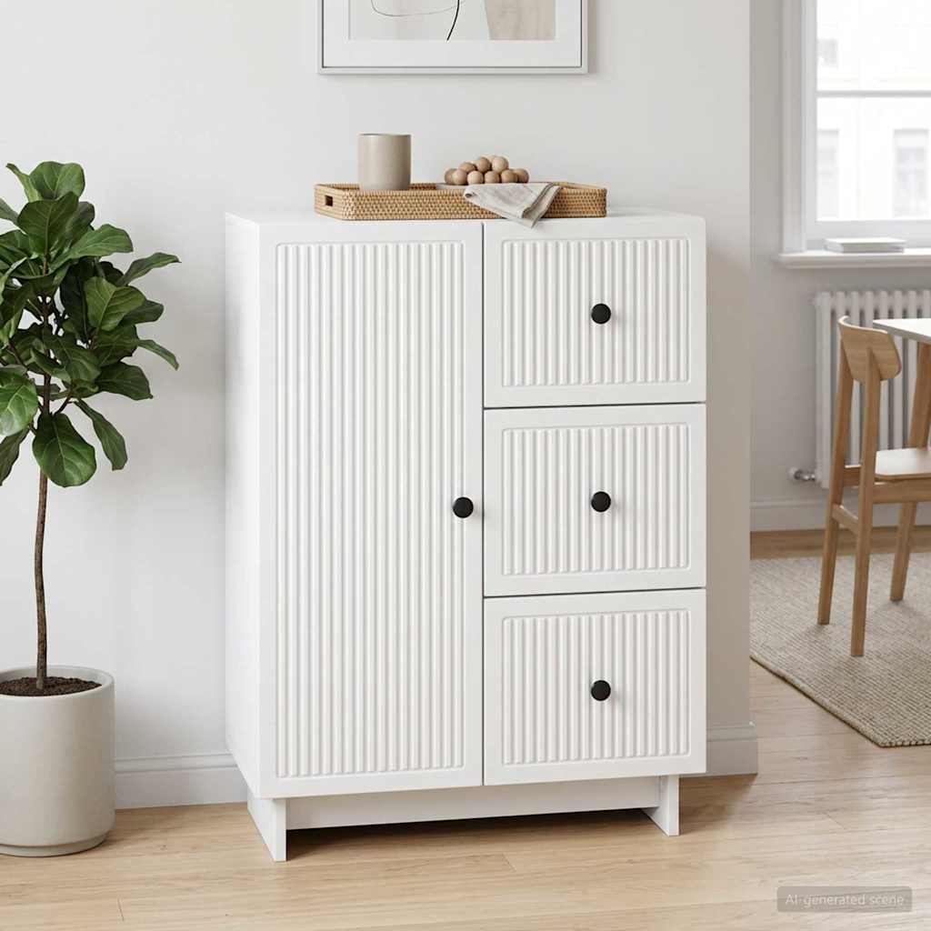 Servírovací Skříň Bílá 66 X 34,5 X 90 Cm Kompozitní Dřevo